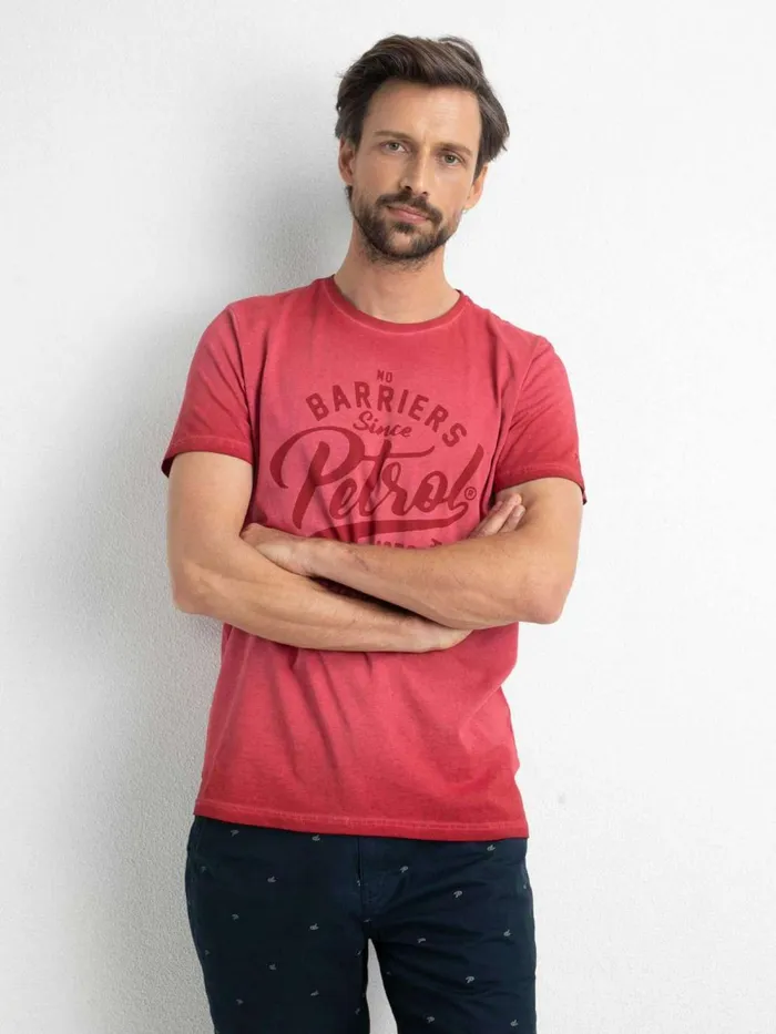 Men TShirts Petrol Industries Summery TShirt Fire Red