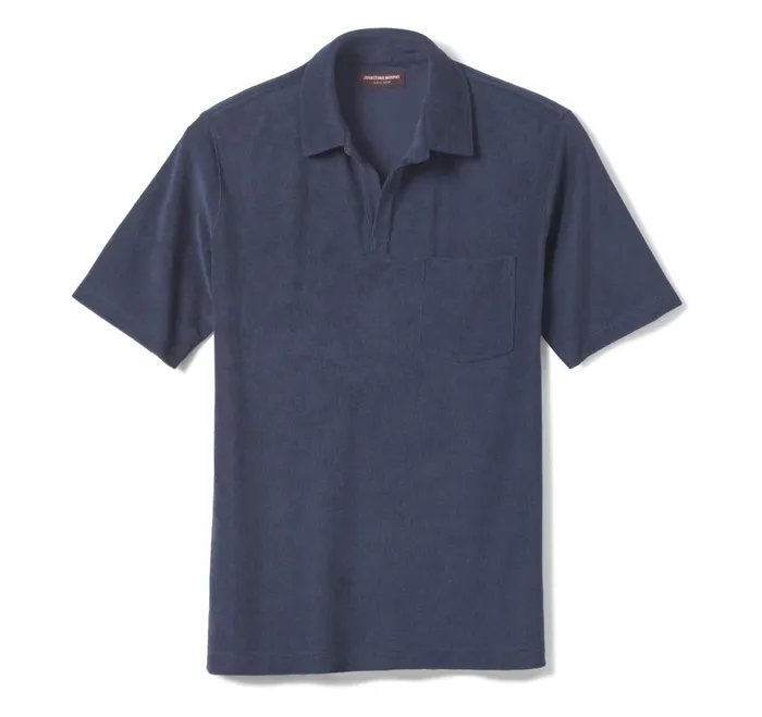 Men Terry Open Collar Polo Navy JohnstonandMurphy Polos and Tees Men Terry Open Collar Polo Navy JohnstonandMurphy Polos and Tees