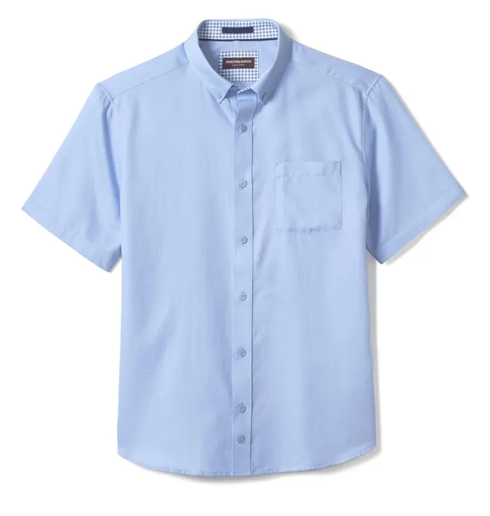 Men Textured Cotton ShortSleeve Shirt Blue Solid JohnstonandMurphy ShortSleeve Shirts Men Textured Cotton ShortSleeve Shirt Blue Solid JohnstonandMurphy ShortSleeve Shirts