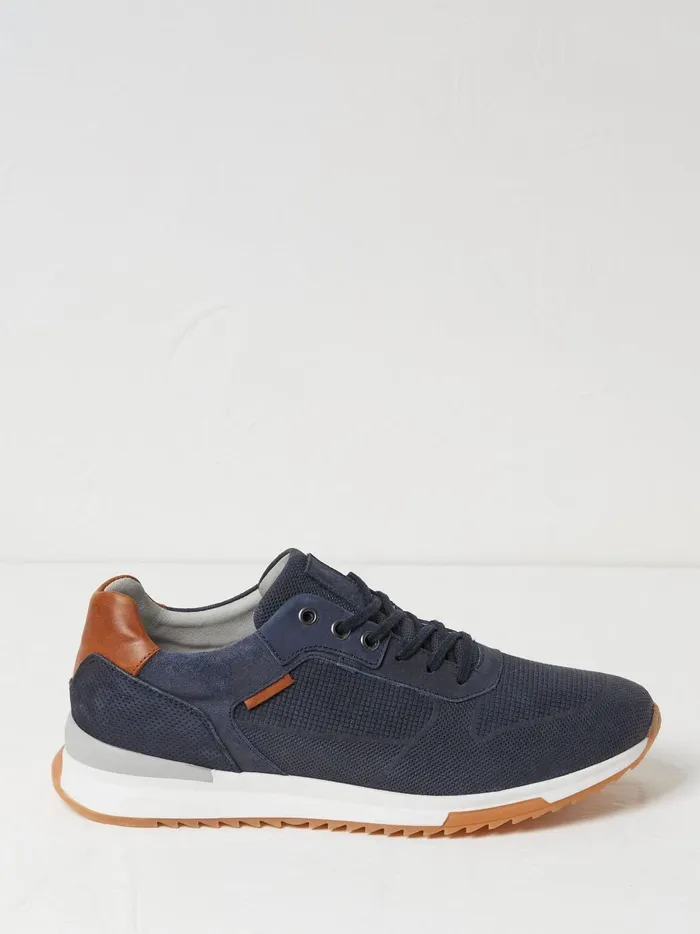 Men Trainers Fat Face Wells Blue Leather Runner Trainers