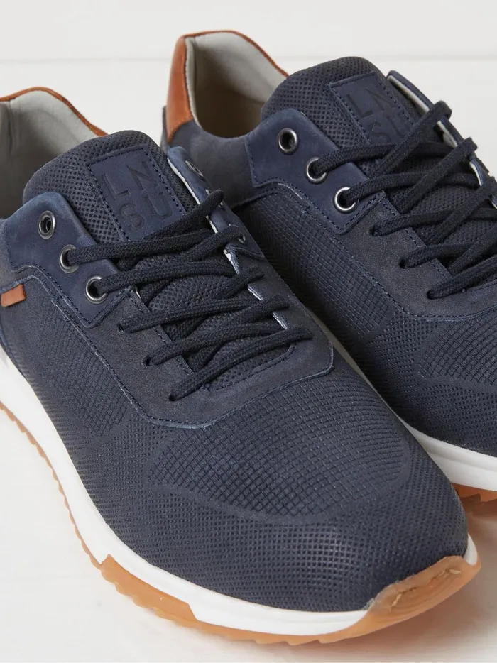 Men Trainers Fat Face Wells Blue Leather Runner Trainers