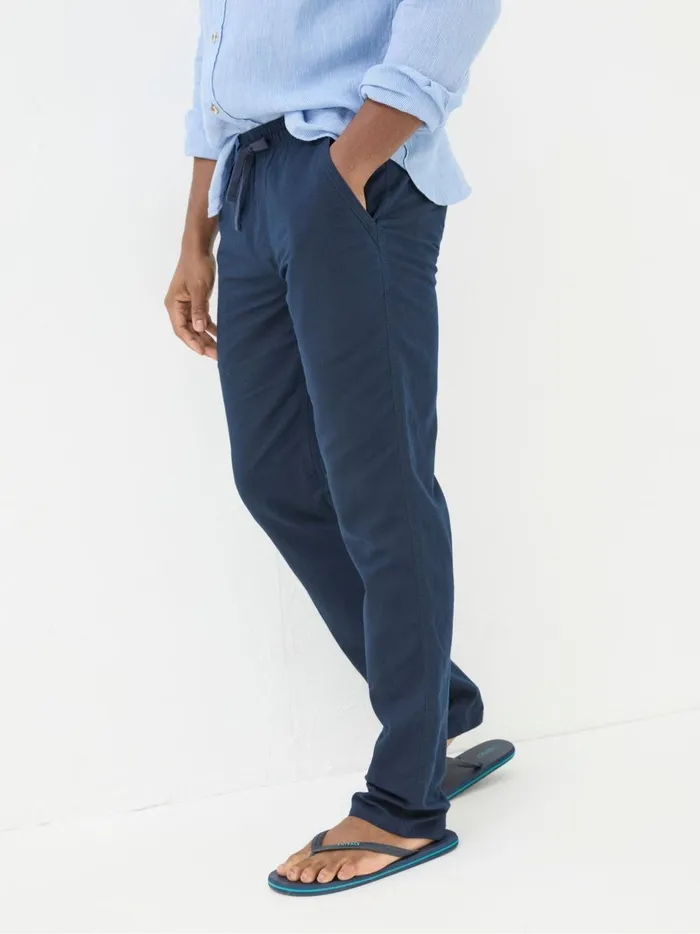 Men Trousers and Chinos Fat Face Blue Straight Cotton Linen Trousers