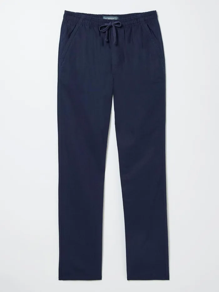 Men Trousers and Chinos Fat Face Blue Straight Cotton Linen Trousers