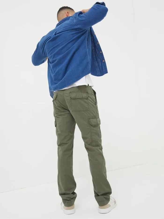 Men Trousers and Chinos Fat Face Corby Green Straight Cargo Trousers