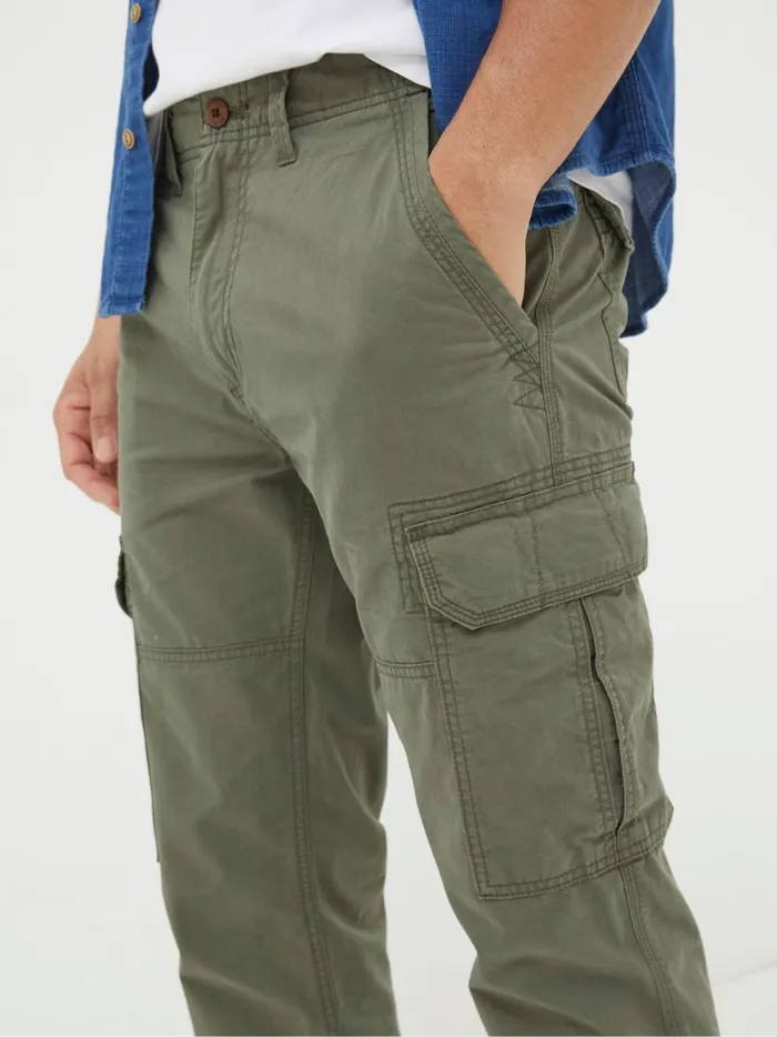 Men Trousers and Chinos Fat Face Corby Green Straight Cargo Trousers