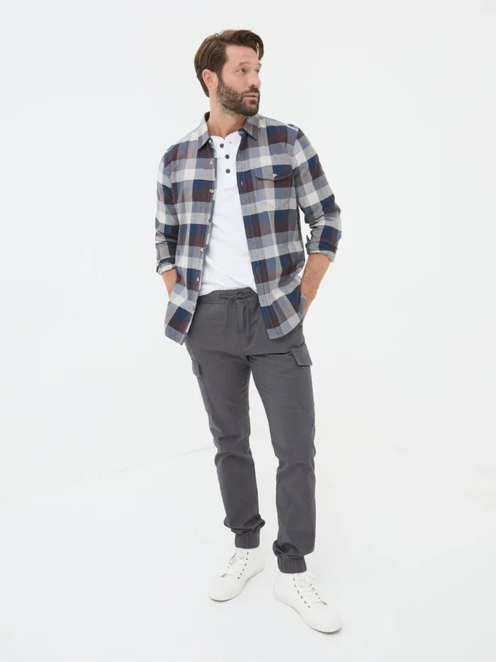 Men Trousers and Chinos Fat Face Kent Grey Cuffed Cargo Trousers