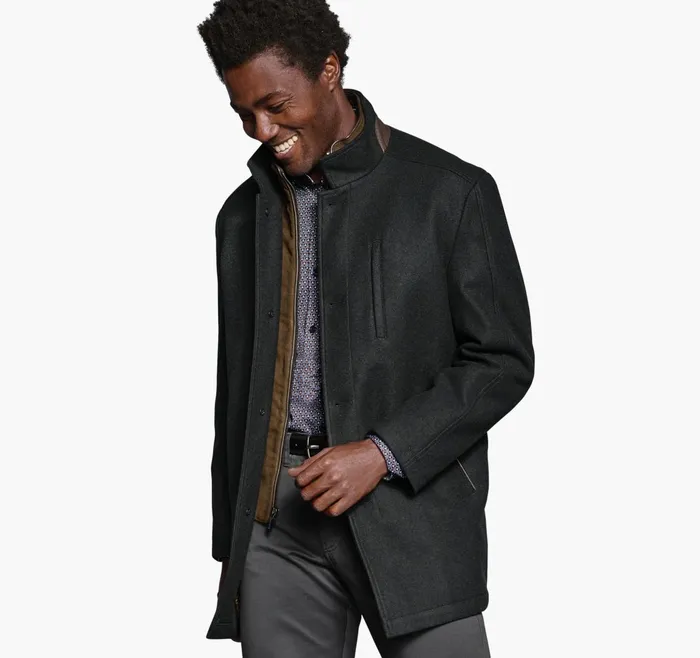 Men Upton Car Coat Black JohnstonandMurphy Coats Jackets and Vests