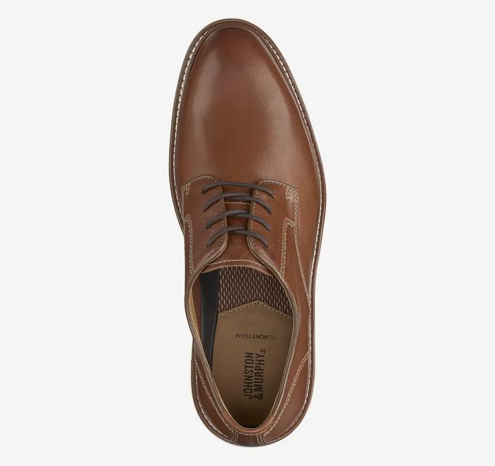 Men Upton Plain Toe Tan Full Grain JohnstonandMurphy LaceUps