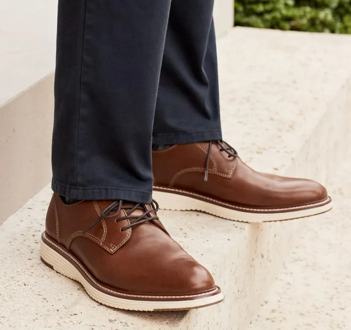 Men Upton Plain Toe Tan Full Grain JohnstonandMurphy LaceUps