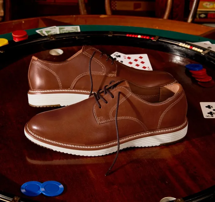 Men Upton Plain Toe Tan Full Grain JohnstonandMurphy LaceUps