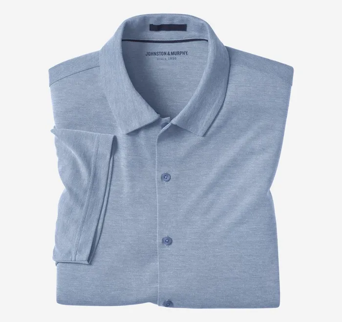 Men Vintage Birdseye ButtonFront Shirt Blue JohnstonandMurphy ShortSleeve Shirts Men Vintage Birdseye ButtonFront Shirt Blue JohnstonandMurphy ShortSleeve Shirts
