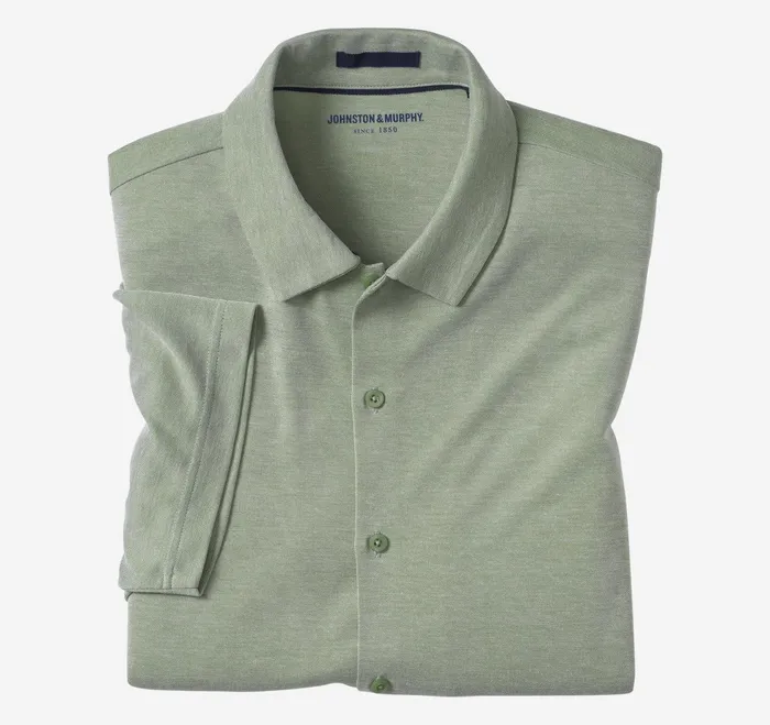 Men Vintage Birdseye ButtonFront Shirt Green JohnstonandMurphy ShortSleeve Shirts Men Vintage Birdseye ButtonFront Shirt Green JohnstonandMurphy ShortSleeve Shirts