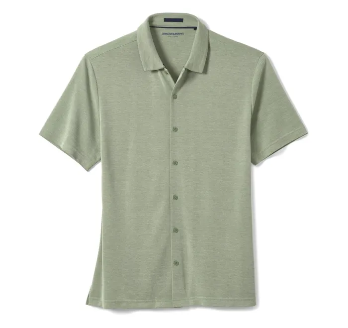 Men Vintage Birdseye ButtonFront Shirt Green JohnstonandMurphy ShortSleeve Shirts Men Vintage Birdseye ButtonFront Shirt Green JohnstonandMurphy ShortSleeve Shirts