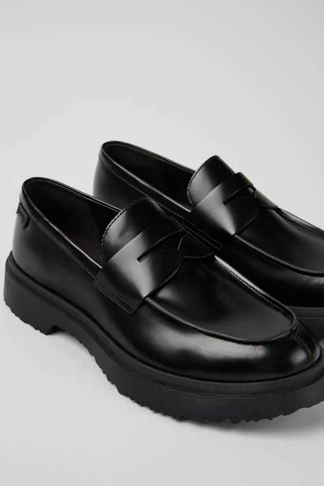 Men Walden Black Leather Loafers Camper Formal Shoes Men Walden Black Leather Loafers Camper Formal Shoes