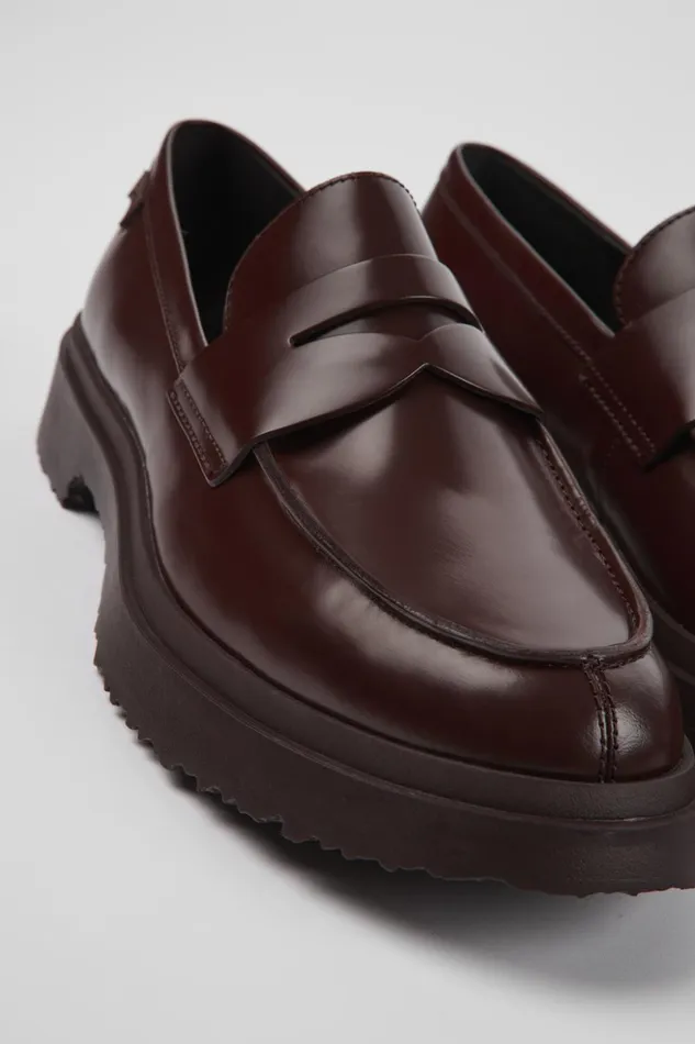Men Walden Burgundy Leather Loafers Camper Formal Shoes