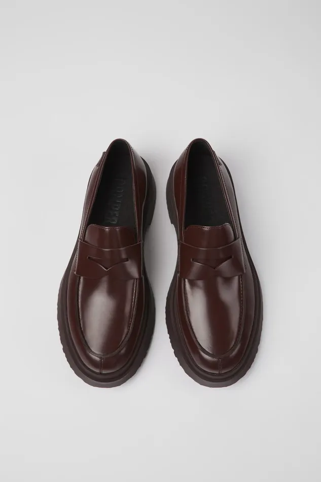 Men Walden Burgundy Leather Loafers Camper Formal Shoes Men Walden Burgundy Leather Loafers Camper Formal Shoes