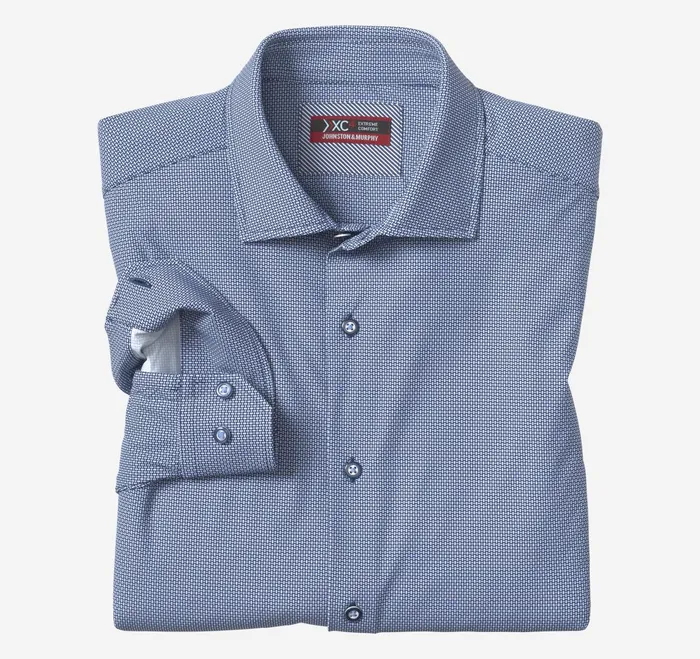 Men Xc4 LongSleeve Print Knit Shirt Navy Basketweave JohnstonandMurphy Shirts Men Xc4 LongSleeve Print Knit Shirt Navy Basketweave JohnstonandMurphy Shirts