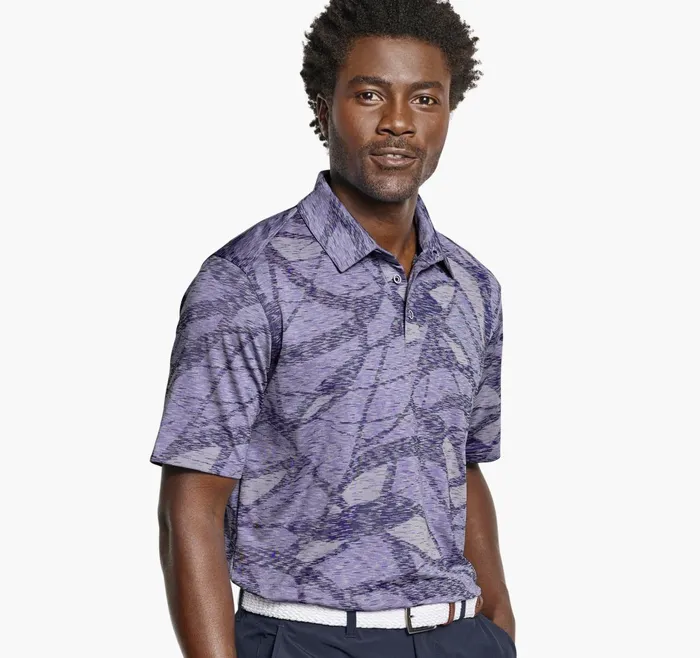 Men Xc4 Performance Polo Purple Large Geo JohnstonandMurphy Polos and Tees