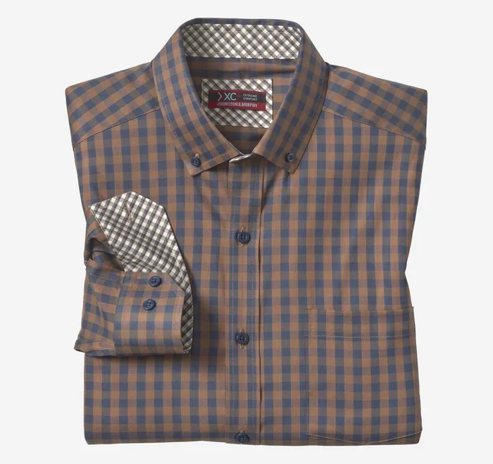 Men Xc4 Sport LongSleeve Shirt Brown JohnstonandMurphy Shirts