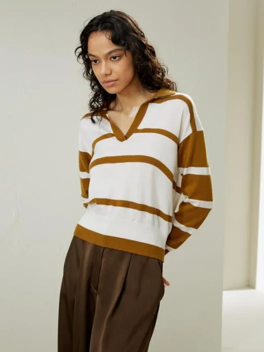 Merino Wool Sweater Polo Women Lilysilk Knitwear