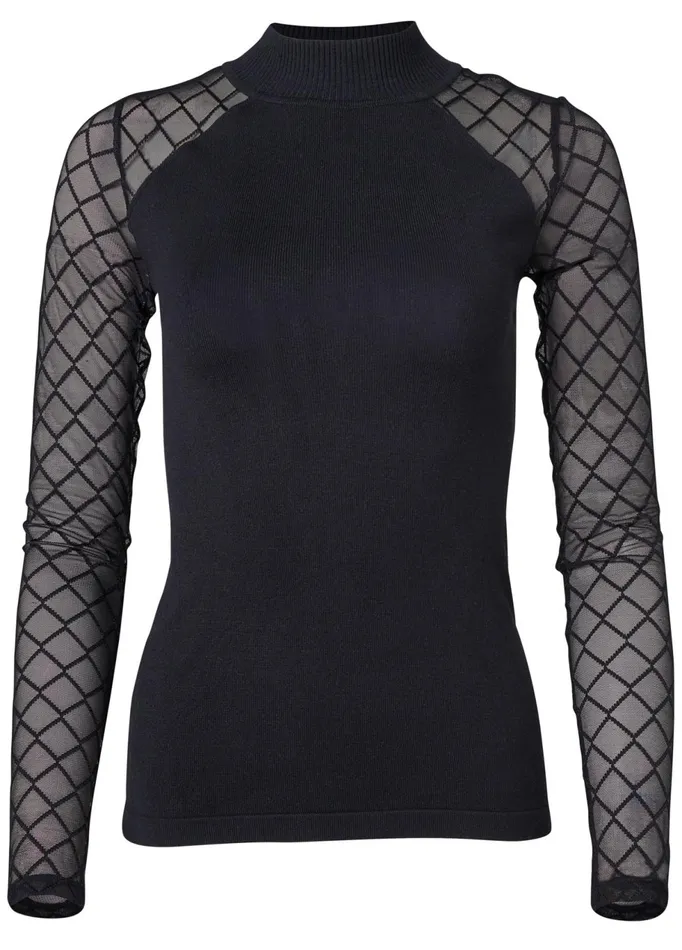 MESH DETAIL SWEATER Black Women VENUS Sexy Sweaters