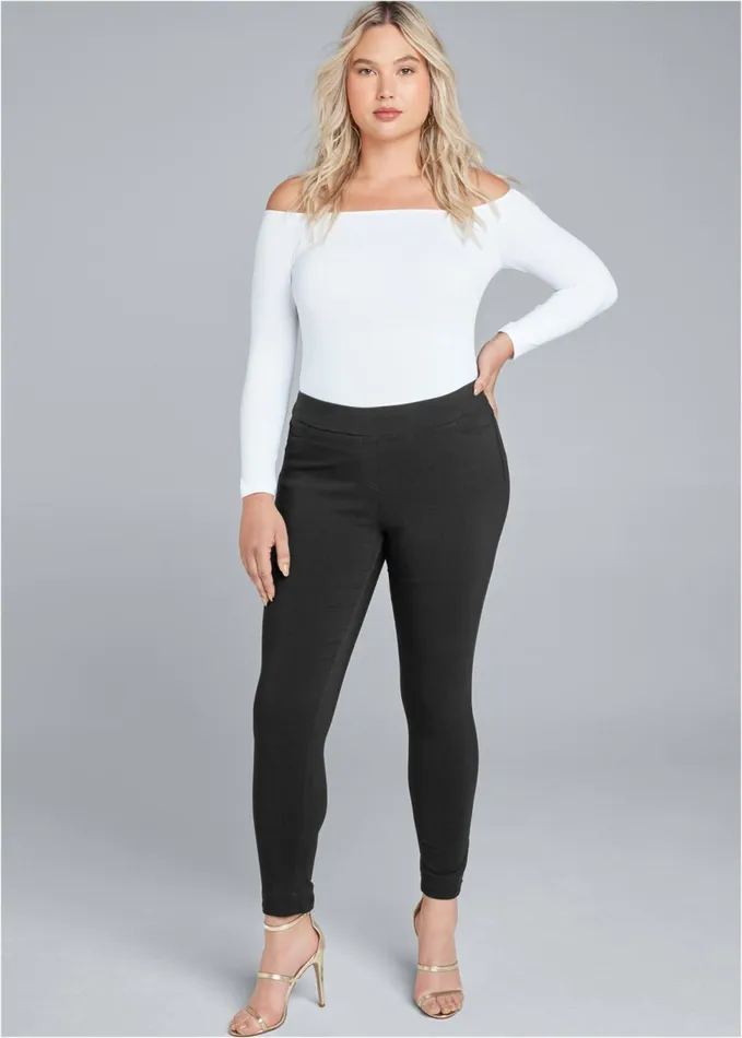 MID RISE SLIMMING STRETCH JEGGINGS Black Women VENUS Leggings