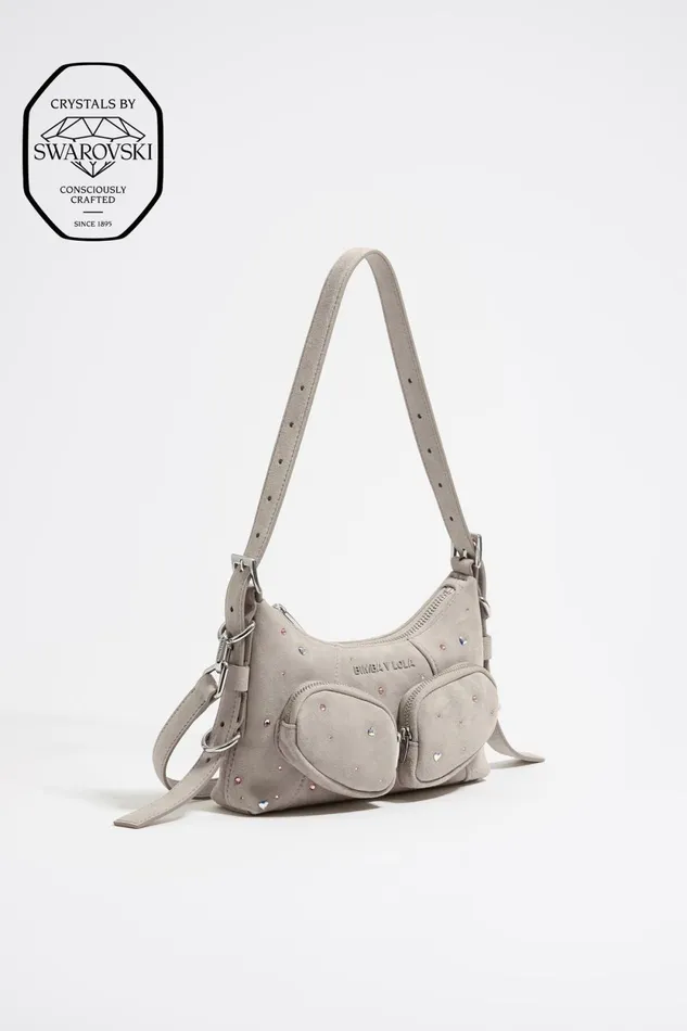 Mini Stone Leather Swarovski Pocket Slouch Bag Stone Women Bimba Y Lola Shoulder Bags Mini Stone Leather Swarovski Pocket Slouch Bag Stone Women Bimba Y Lola Shoulder Bags