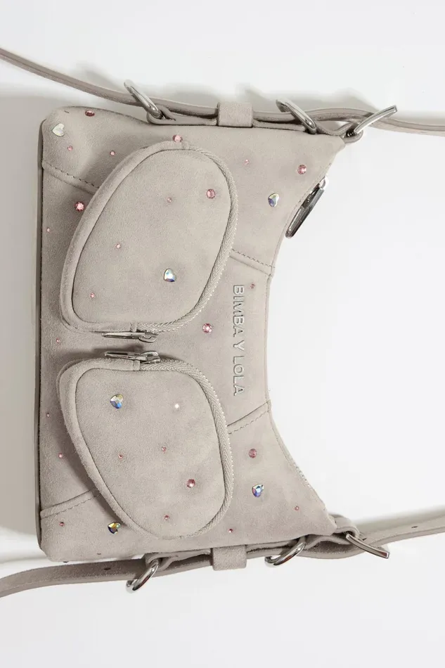 Mini Stone Leather Swarovski Pocket Slouch Bag Stone Women Bimba Y Lola Shoulder Bags Mini Stone Leather Swarovski Pocket Slouch Bag Stone Women Bimba Y Lola Shoulder Bags