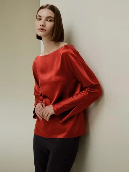 Minimalist Shiny Silk Top Women Blouses Lilysilk Shirts