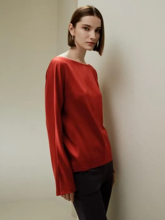 Minimalist Shiny Silk Top Women Blouses Lilysilk Shirts