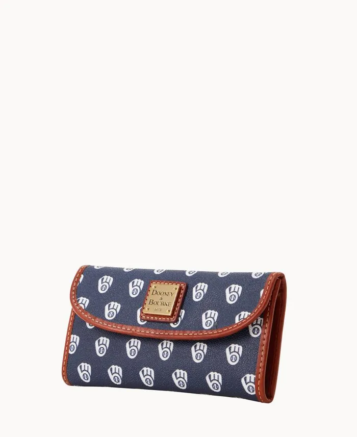 MLB Brewers Continental Clutch Brewers ManWoman Dooney and Bourke Wallets MLB Brewers Continental Clutch Brewers ManWoman Dooney and Bourke Wallets