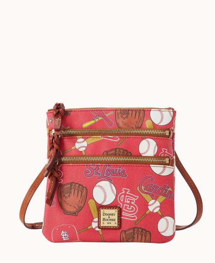 MLB Cardinals N S Triple Zip Crossbody Cardinals Woman Dooney and Bourke Crossbodies MLB Cardinals N S Triple Zip Crossbody Cardinals Woman Dooney and Bourke Crossbodies