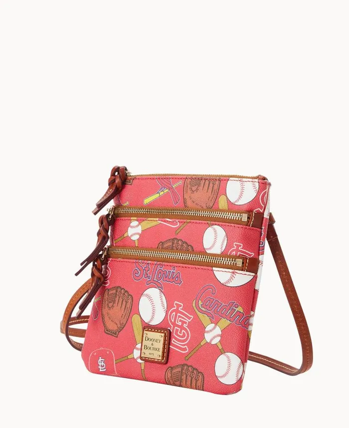 MLB Cardinals N S Triple Zip Crossbody Cardinals Woman Dooney and Bourke Crossbodies MLB Cardinals N S Triple Zip Crossbody Cardinals Woman Dooney and Bourke Crossbodies