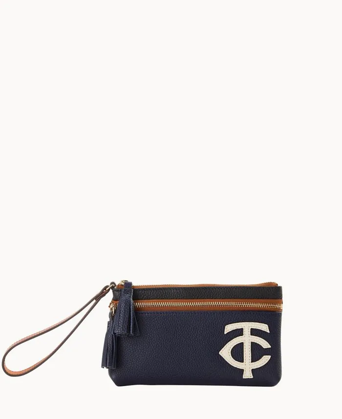 MLB Twins Double Zip Wristlet Twins ManWoman Dooney and Bourke Wallets