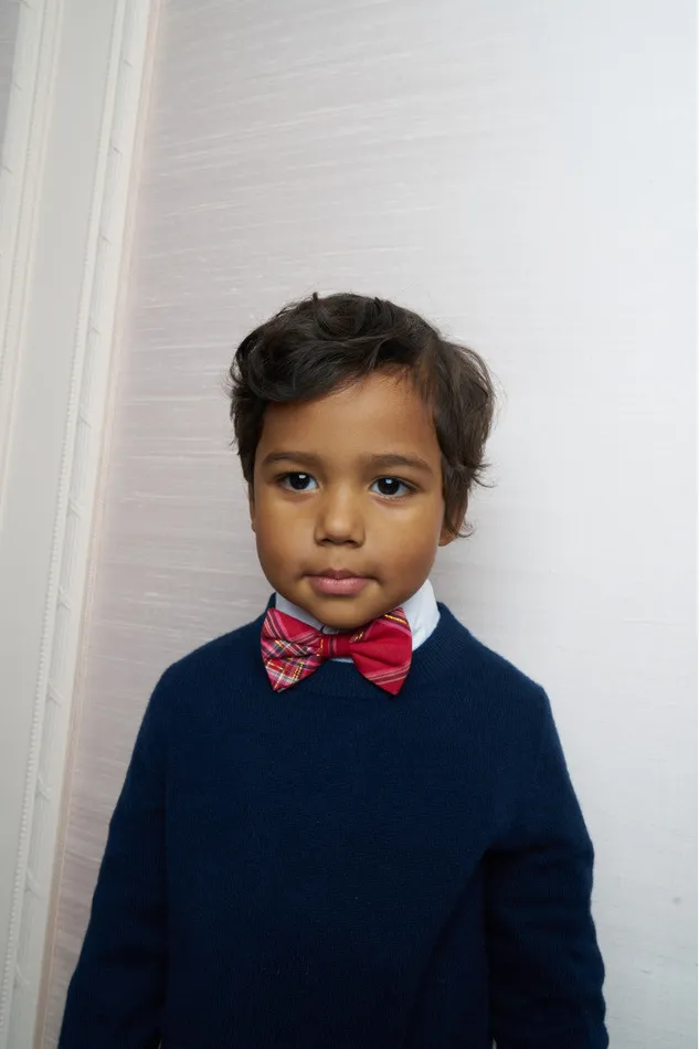 Mommy and Me Kids LoveShackFancy Bastow Tartan Bow Tie Cheery Red