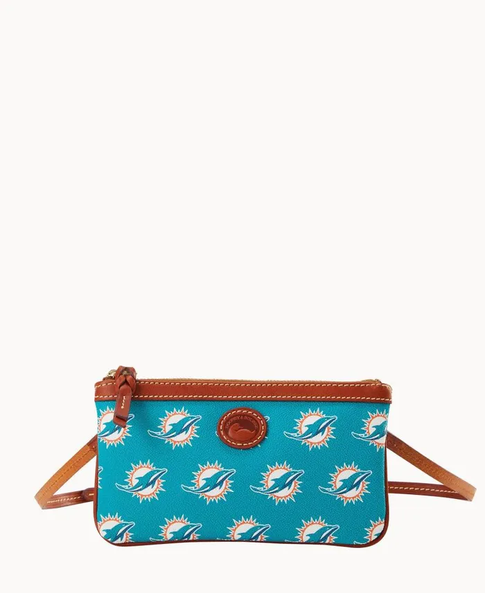 NFL Dolphins Large Slim Crossbody Dolphins Woman Dooney and Bourke Crossbodies NFL Dolphins Large Slim Crossbody Dolphins Woman Dooney and Bourke Crossbodies