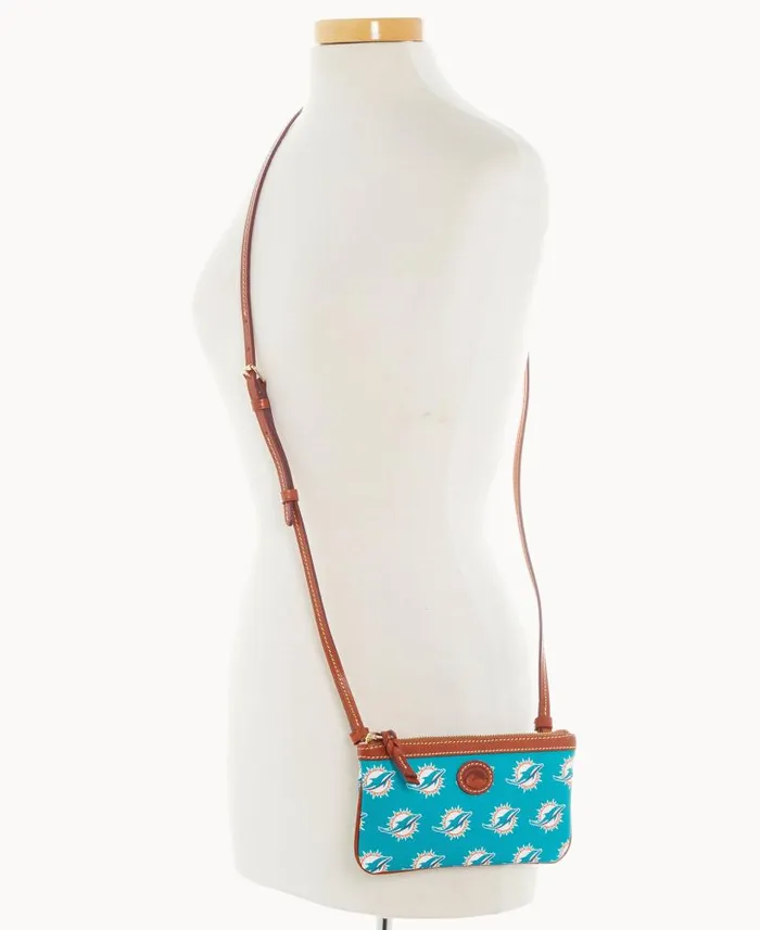 NFL Dolphins Large Slim Crossbody Dolphins Woman Dooney and Bourke Crossbodies NFL Dolphins Large Slim Crossbody Dolphins Woman Dooney and Bourke Crossbodies