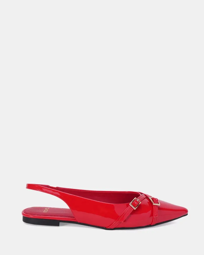 NOVO Shoes CORDOVA Red Patent Ballet Flats Women Ballet Flats