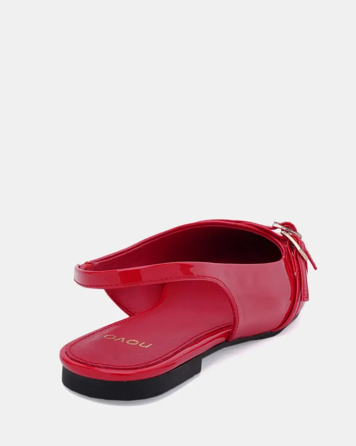 NOVO Shoes CORDOVA Red Patent Ballet Flats Women Ballet Flats