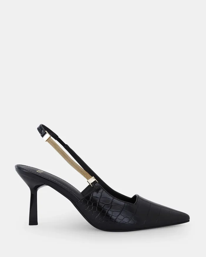 NOVO Shoes INIGO Black Croc Pumps Women Party