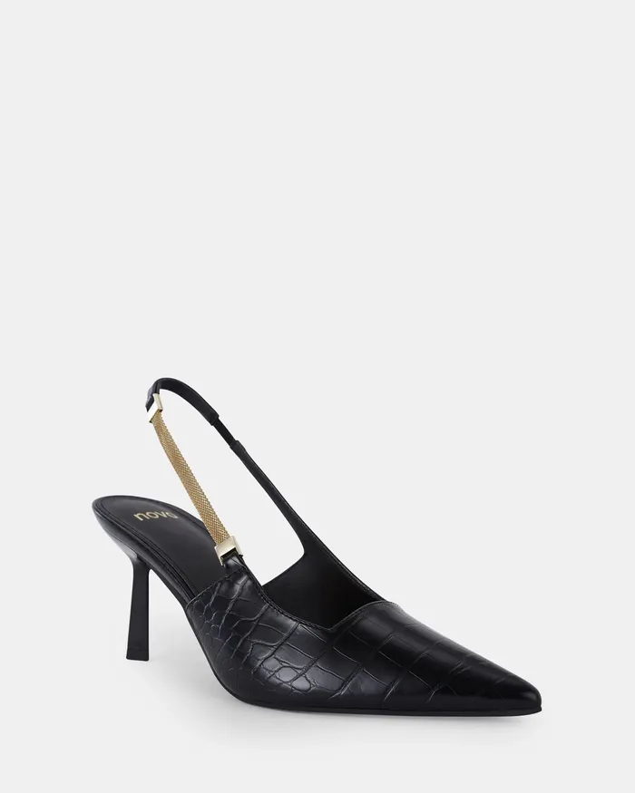 NOVO Shoes INIGO Black Croc Pumps Women Party