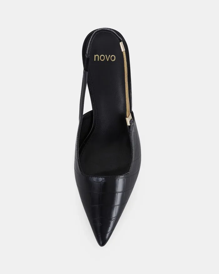 NOVO Shoes INIGO Black Croc Pumps Women Party