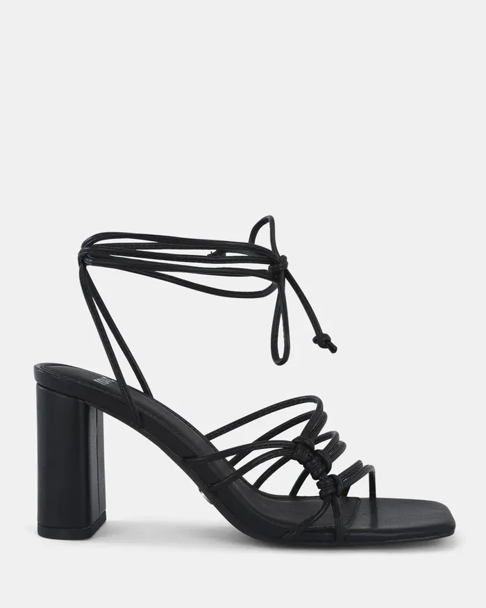NOVO Shoes MILANO BLACK Open Toe Heels Women Block Heels