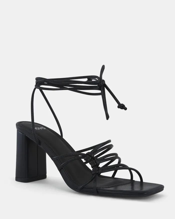 NOVO Shoes MILANO BLACK Open Toe Heels Women Block Heels