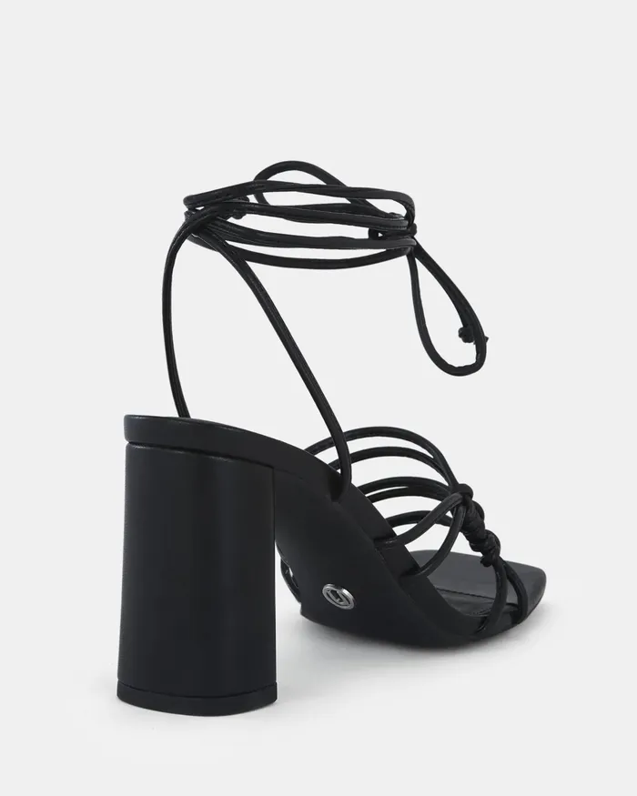 NOVO Shoes MILANO BLACK Open Toe Heels Women Block Heels
