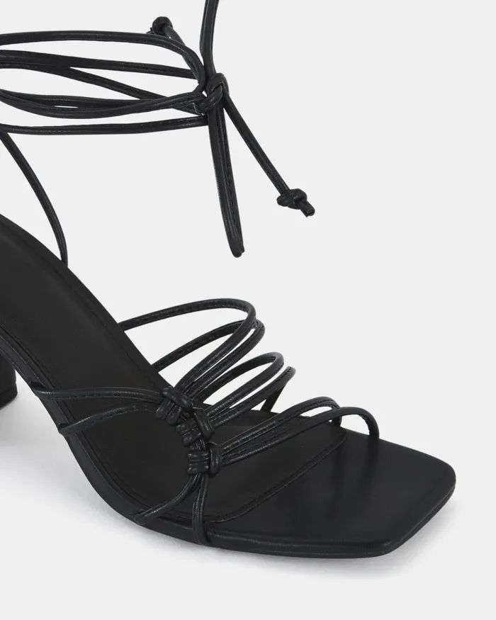 NOVO Shoes MILANO BLACK Open Toe Heels Women Block Heels