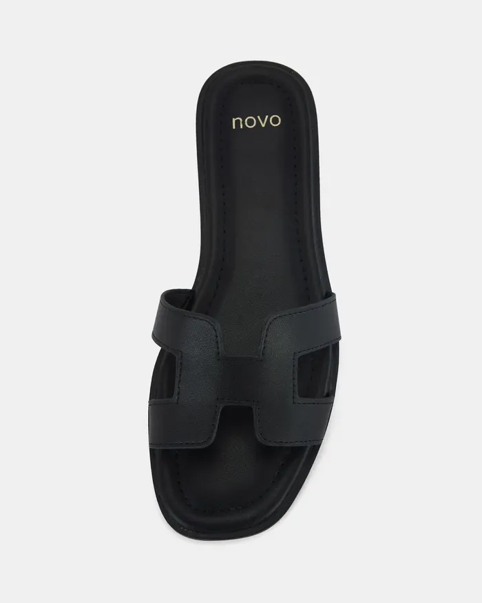 NOVO Shoes Slides Women SACHIE BLACK Flatform