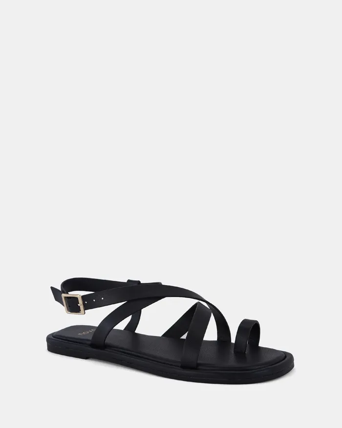 NOVO Shoes TRASTEVERE BLACK Flat Sandals Women Flat Sandals