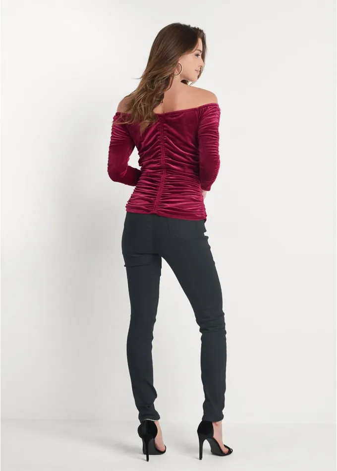 OFFTHESHOULDER VELVET TOP Wine Women VENUS Night Out Tops