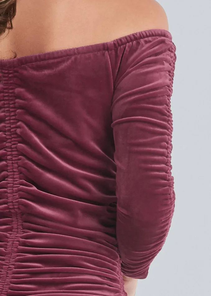 OFFTHESHOULDER VELVET TOP Wine Women VENUS Night Out Tops